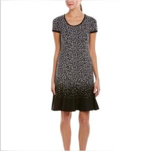 Rebecca Taylor Wildcat Jacquard Short Sleeve Fitted Sweater Dress Size Large EUC